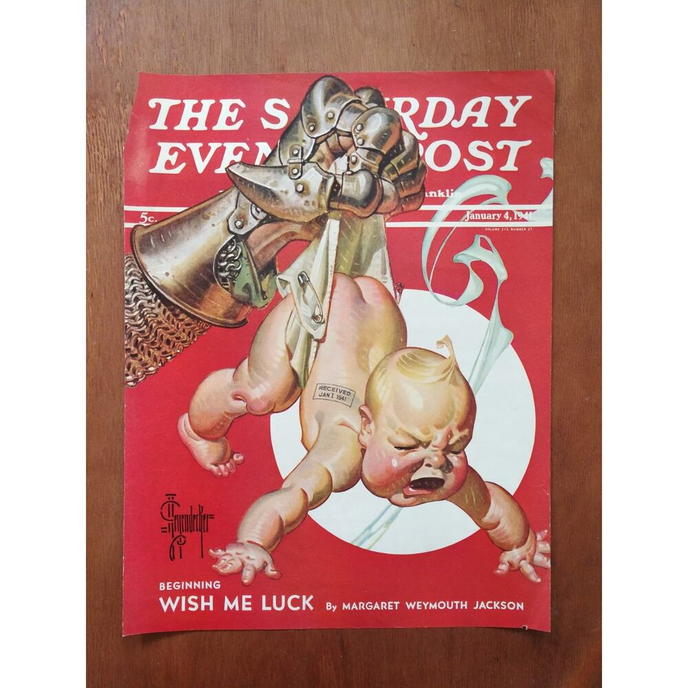 Vintage Saturday Evening Post January 4, 1941 J.C. Leyendecker Cover Only